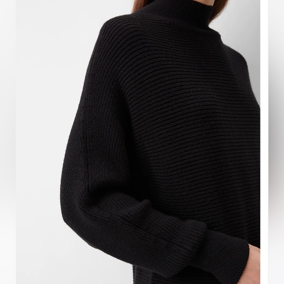 Express Black Turtleneck Asymmetrical Hem Midi Sweater Dress, Size XS - Picture 2 of 3